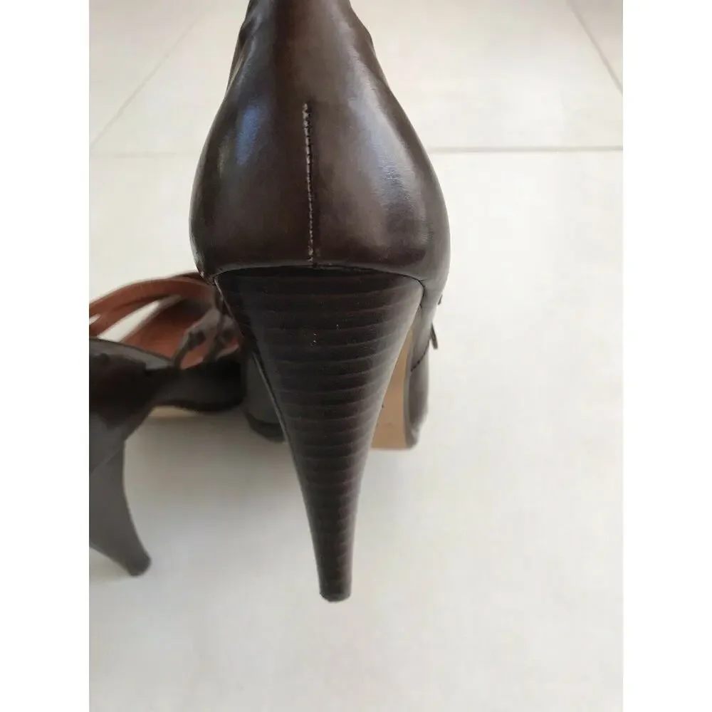 Max Studio Xpand Leather Peep Toe Heels